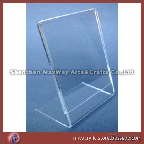 L-shaped transparent lucite/acrylic menu holder